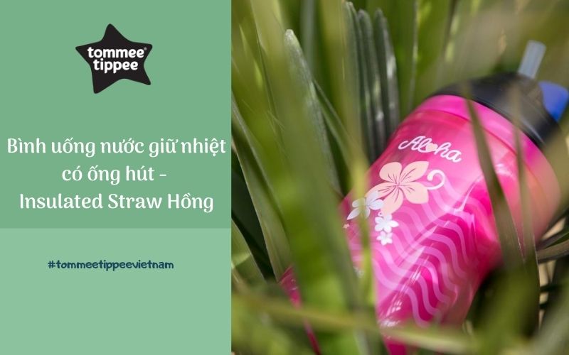 Bình uống nước giữ nhiệt có ống hút cho bé Tommee Tippee 260ml từ 12 tháng - Insulated Straw Hồng