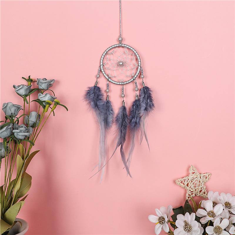 Dream catcher đính ngọc trai màu hồng trắng bạc