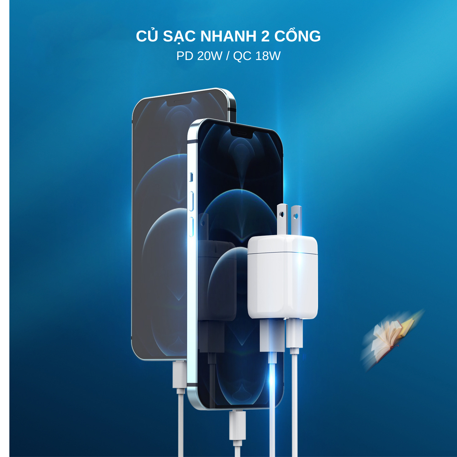 Củ Sạc Nhanh 20W 2 Cổng Power Delivery Quick Charge QC 3.0. Chứng Nhận CE/FCC/ROSH - Hàng Chính Hãng Tamayoko