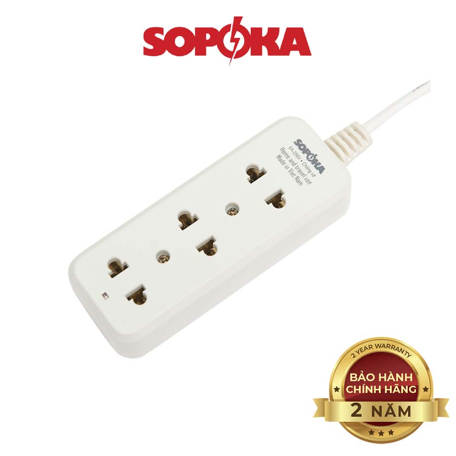 Ổ 3 cửa chịu tải 1200W SOPOKA 3B 3C dây 2,5M-4,5M
