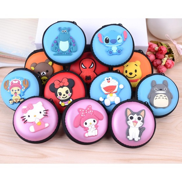Hộp Đựng Cáp Sạc Và Tai Nghe Điện Thoại Hình Thú Cute - Loại Tròn - Màu Ngẫu Nhiên - HT