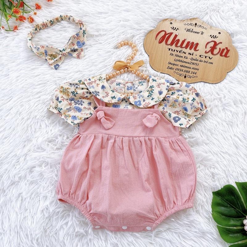 [3-12kg] Body 2 Dây NHÍM XÙ KIDS Bé Gái Sơ Sinh, Đầy Tháng, Thôi Nôi Chất Ren Nhật Phối Hoa B062