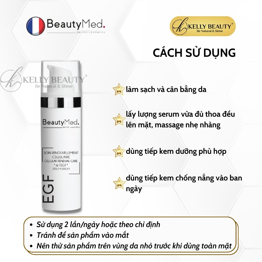 Serum EGF BeautyMed - Tế Bào Gốc Tăng Trưởng Biểu Bì; Mờ Sẹo Rỗ, Giảm Nếp Nhăn; Da Căng Mịn | Kelly Beauty