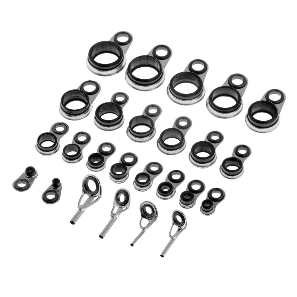 25pcs Fishing Rod Guides Eye Rings Rod Top Ring DIY Tip Repair Kit 1.0-10mm