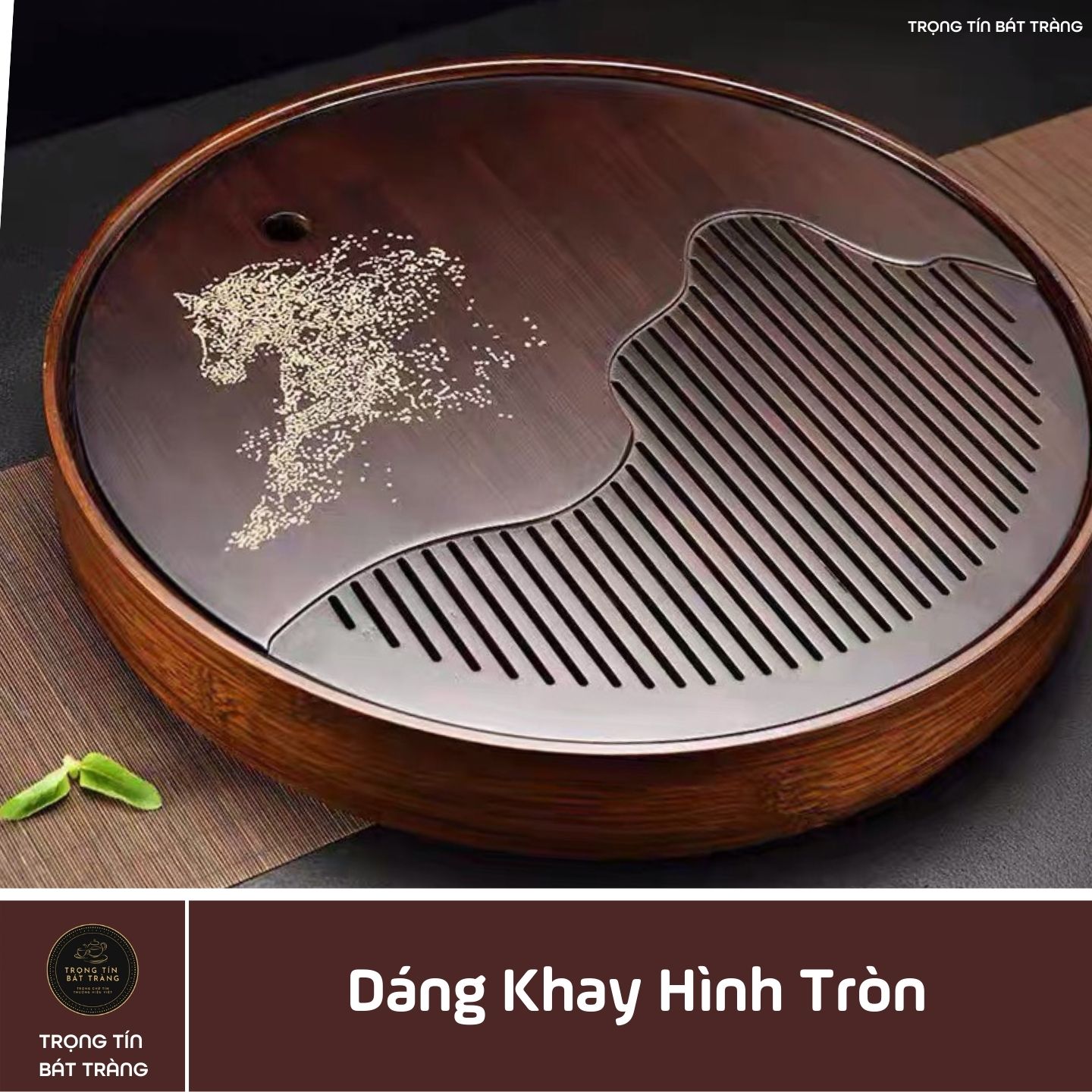 Khay Trà Tre Cao Cấp Hình Tròn 3 Kích Thước KT 63