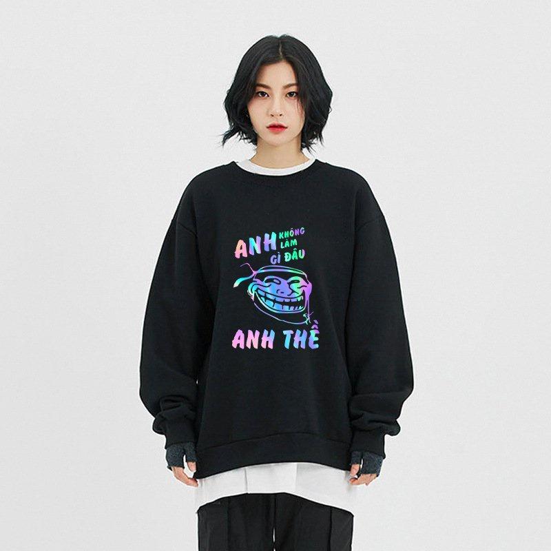 Áo sweater chữ Anh Thề phản quang unisex nam nữ phong cách hàn quốc form rộng – ST198- babitrendy