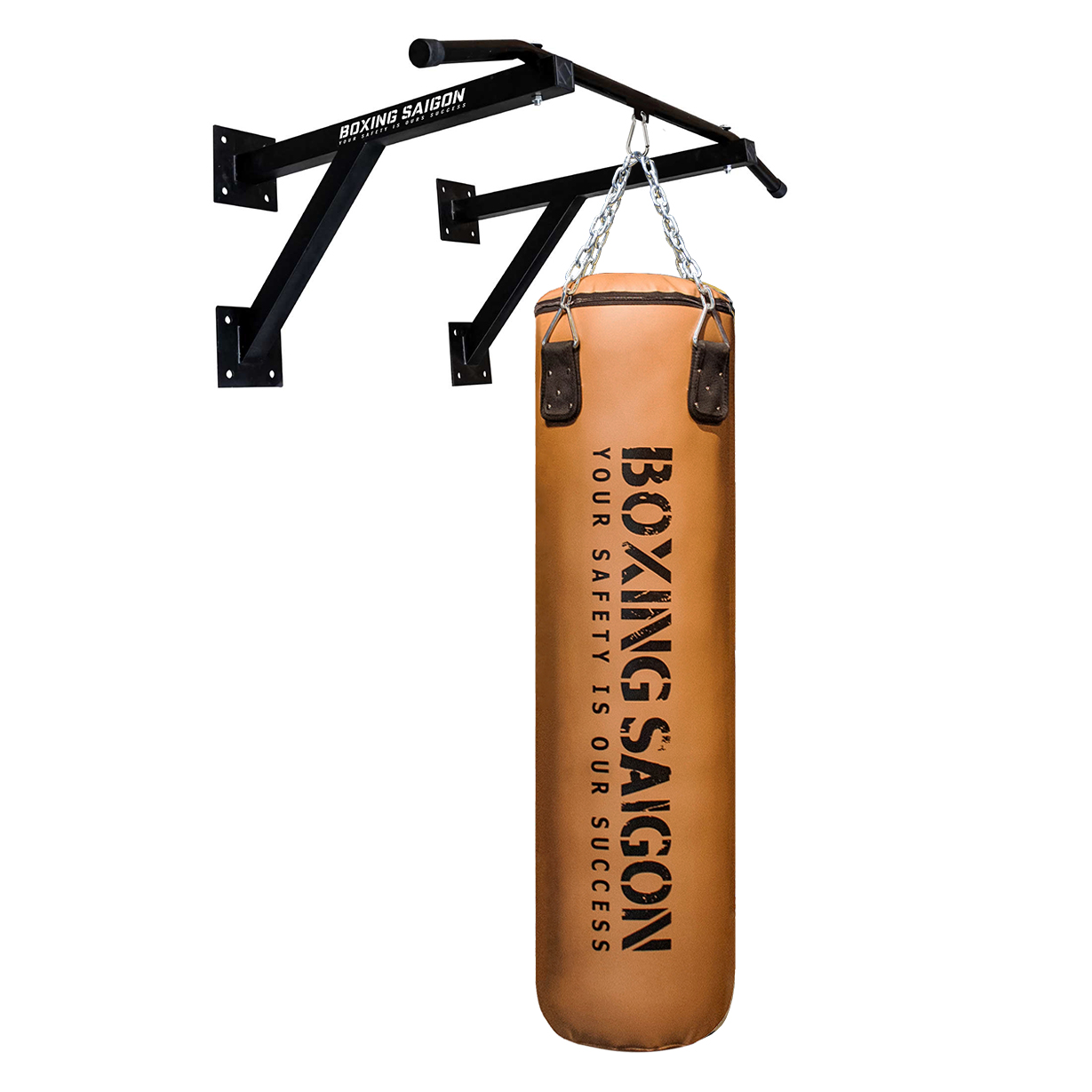 Combo Bao Cát Treo Boxing Punching Bag 1M2 &amp; Khung Treo Đôi ( Dây Xích ) - Nâu đen