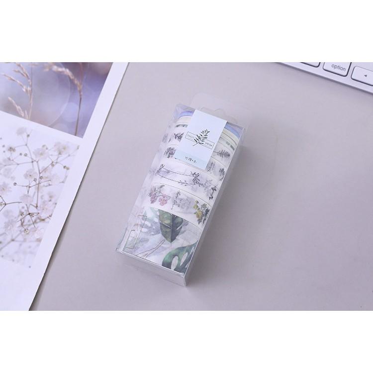 Set 9 cuộn băng keo họa tiết nhiệt đới độc đáo dùng trang trí sổ - cuộn 3 m