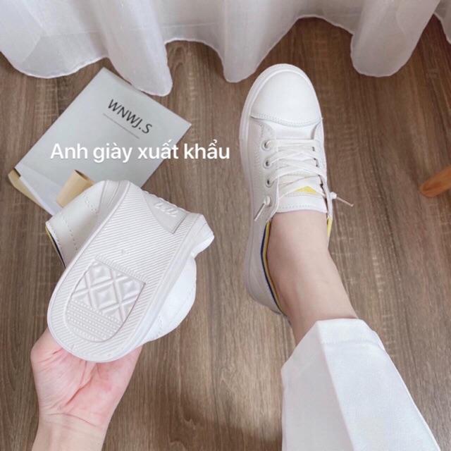 TT03 - Giày thể thao sneaker,giày nữ đế bằng da lì xỏ luôn không cần buộc dây tiện lợi, nhẹ êm viền cổ chun hottrend