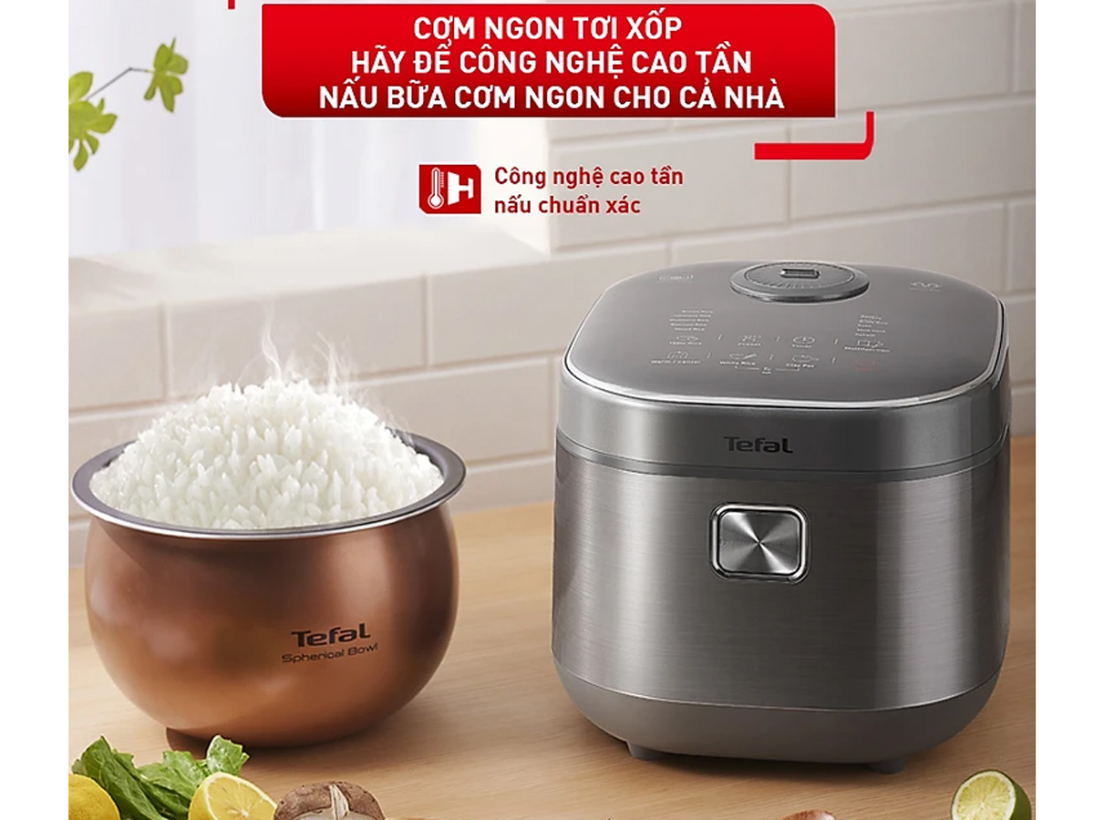 Nồi cơm điện cao tần Tefal RK818A68, Công suất 1200W, Dung tích 1,8 lít, Lòng nồi dạng niêu dày 2 mm với kết cấu là 6 lớp, Hàng chính hãng - Bảo hành 2 năm