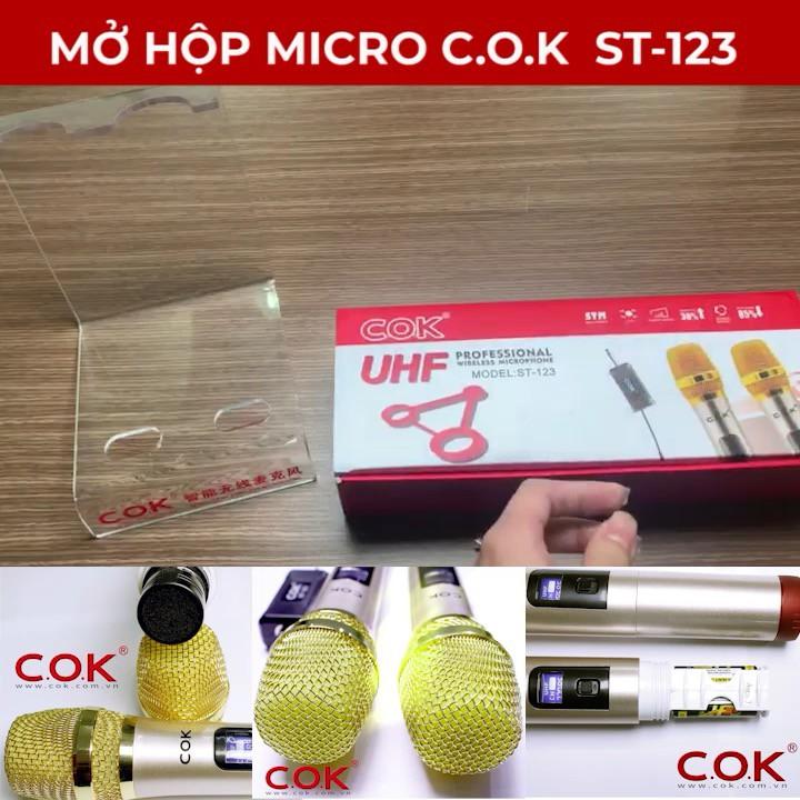 Micro Không Dây COK ST-123 (2 mic) - CHÍNH HÃNG - BH 12 tháng - Mích Chuyên Dành Cho Mọi Loa Kéo Và Âm Ly - Lỗi Đổi Mới