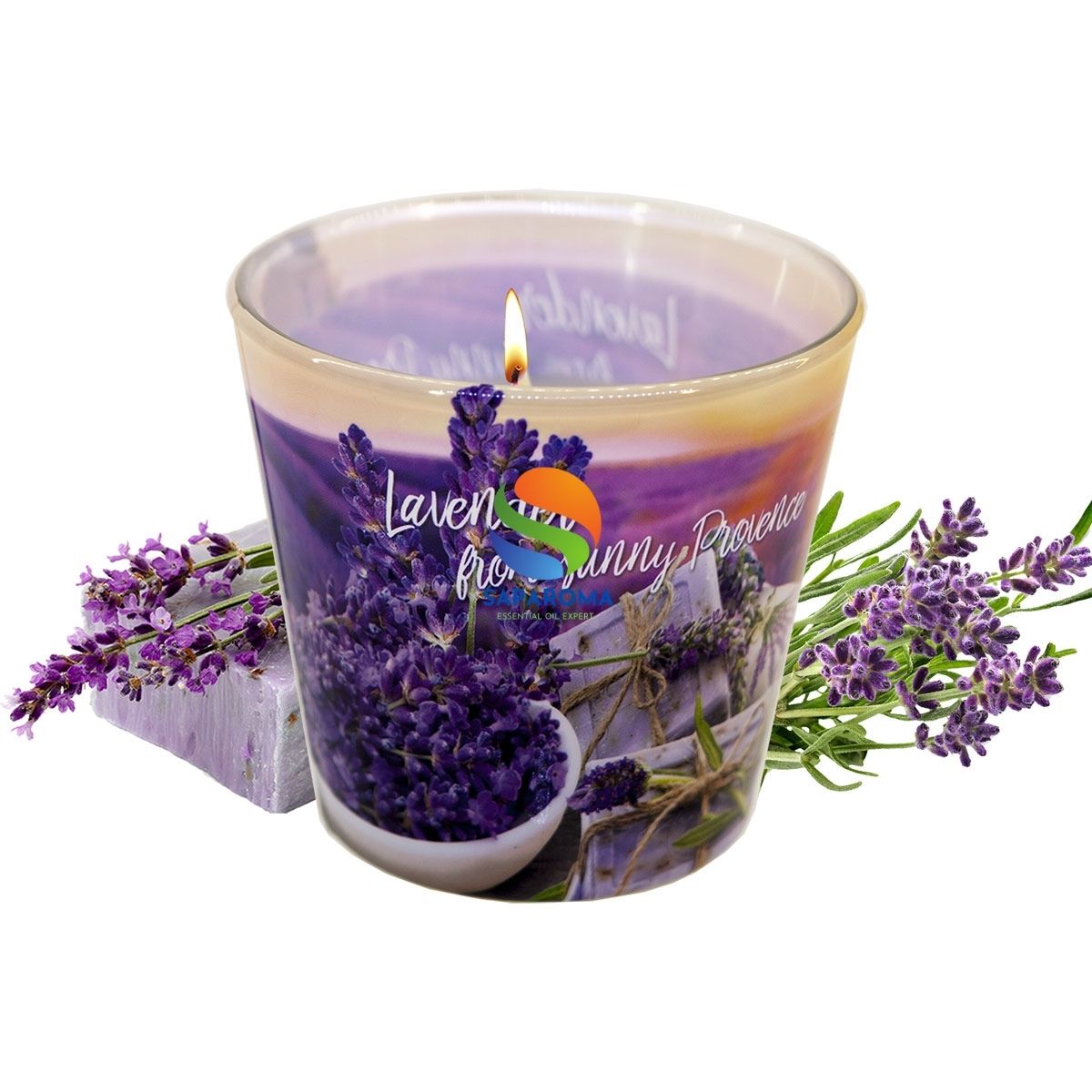 Ly nến thơm tinh dầu Bartek Lavender Fields &amp; Soap 115g QT04965 - cánh đồng oải hương, nến trang trí, thơm phòng, thư giãn, hỗ trợ khử mùi (giao mẫu ngẫu nhiên)