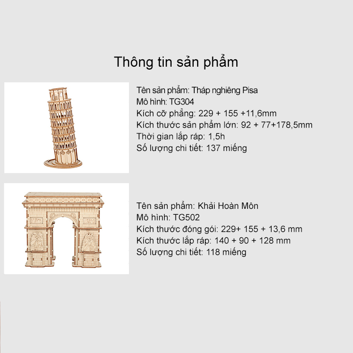 Bộ Đồ Chơi Lắp Ghép Công Trình Nghệ Thuật Bằng Gỗ