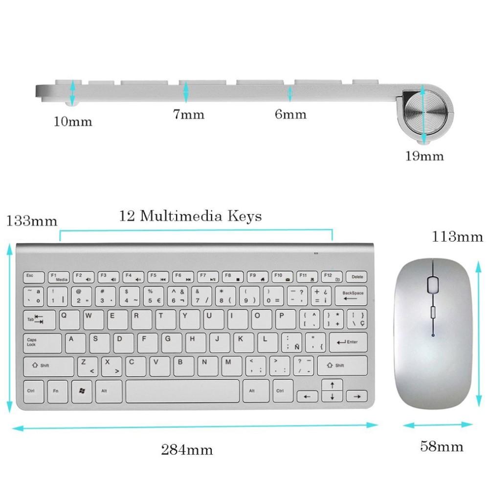 Combo Bàn Phím Và Chuột Không Dây Mini Slim Di Động Đa Phương Tiện Bàn Phím Chuột Cho Laptop Mac Máy Tính Máy Tính Truyền Hình PS4