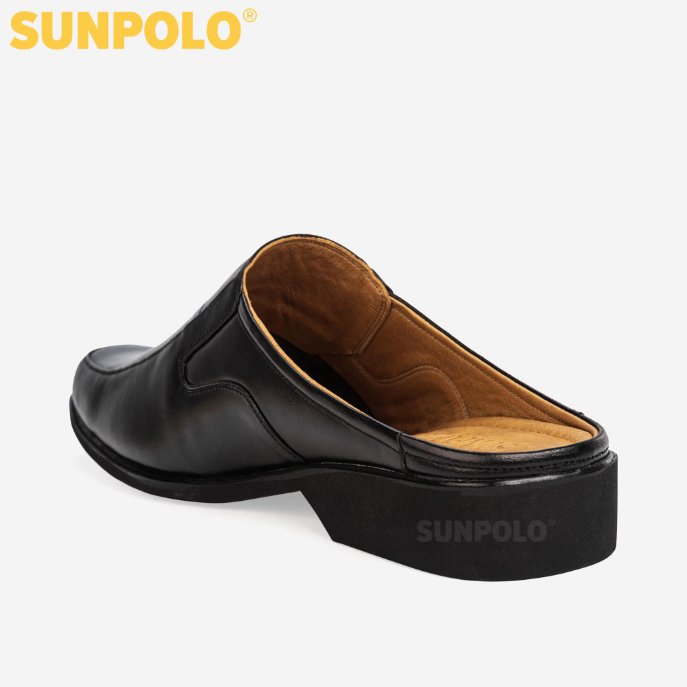 Giày Sục Sapo Bít Mũi Nam Da Bò Cao Cấp SUNPOLO SPO008 (Đen)