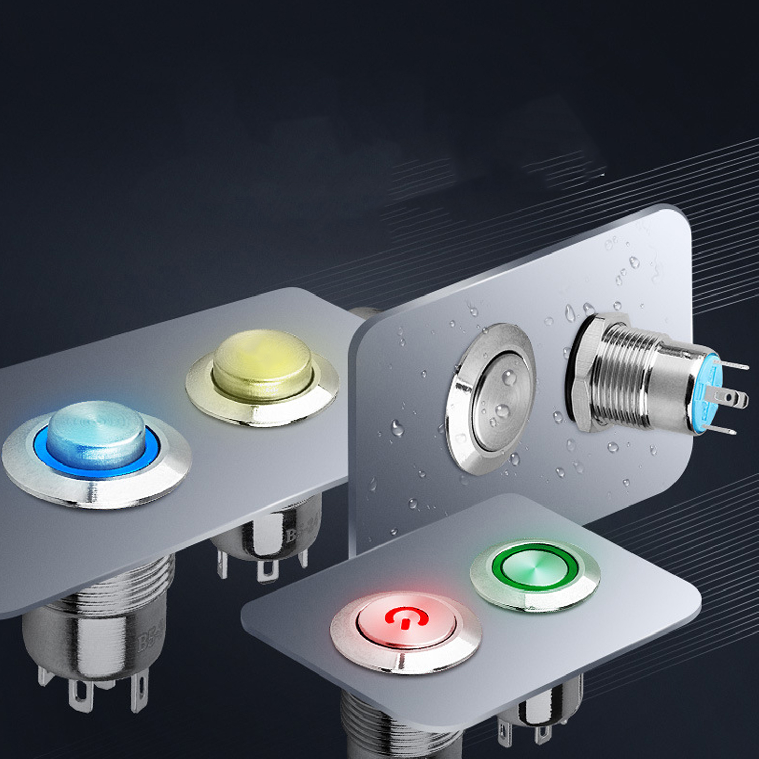 Nút nhấn công tắc tự khóa 12mm Vỏ INOX chống thấm nước