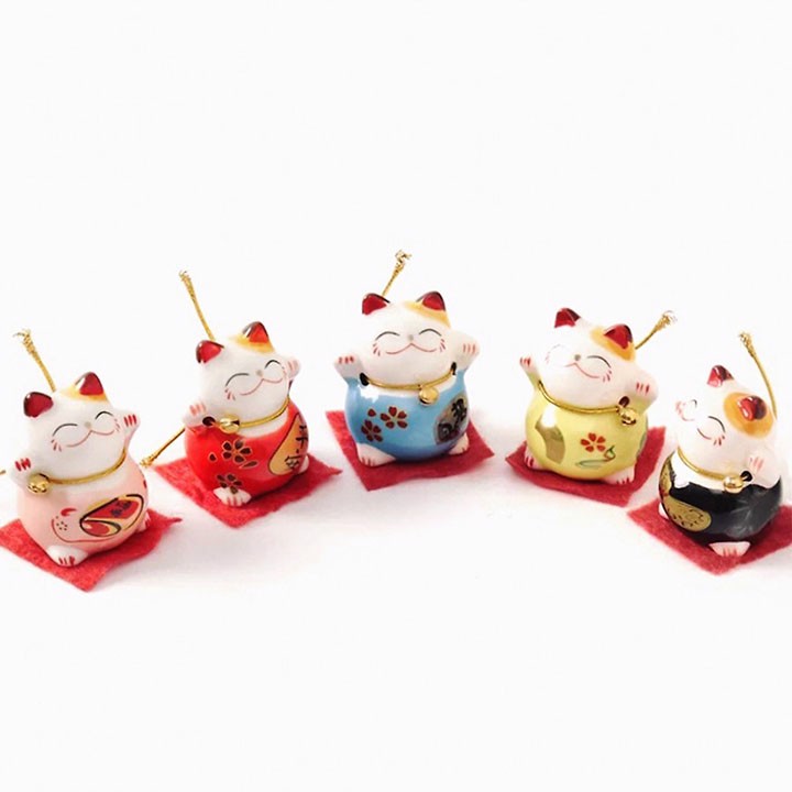 BỘ 5 CHÚ MÈO THẦN TÀI MANEKI NEKO - Ngũ Mèo Thần Tài Đem lại sự may mắn, Bình yên Bằng Chất liệu Gồm sứ tinh xảo