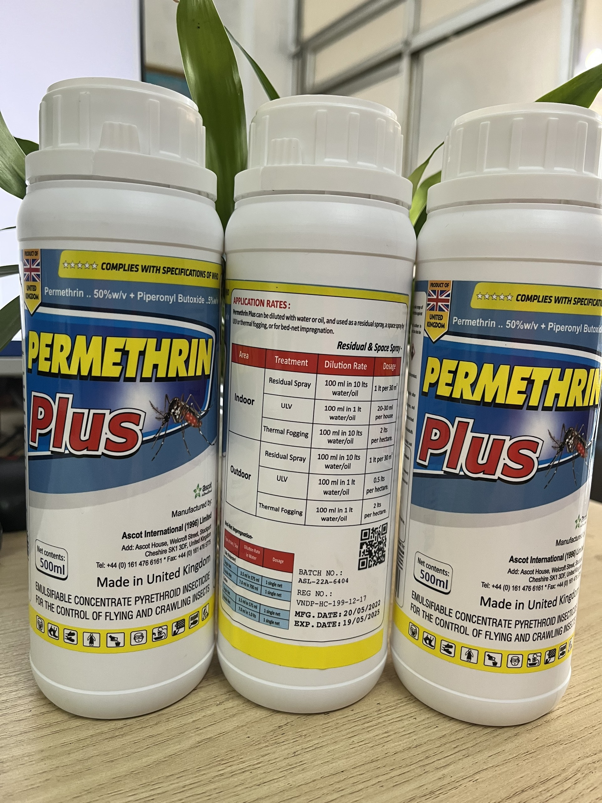 Thuốc diệt muỗi nhập khẩu nguyên chai Anh Quốc Permethrin Plus 50EC chai 500 ml