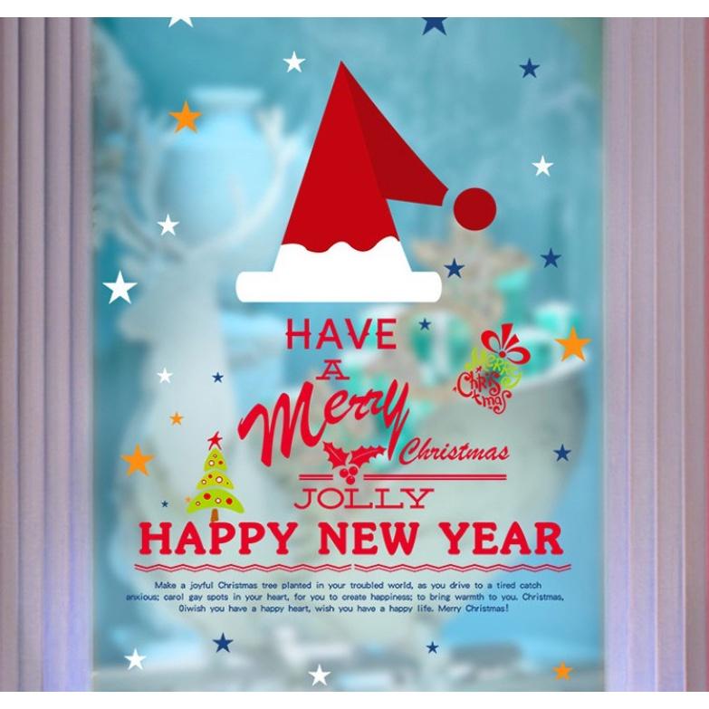 Decal trang trí Noel Hít Tĩnh Điện - Jolly happy new years đỏ