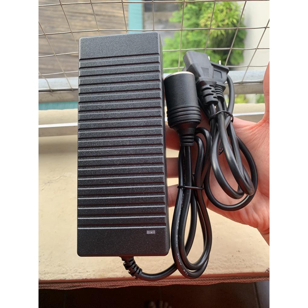 Adapter chuyển nguồn 220V-12V đầu ra tẩu sạc, công suất lớn 120w , 12v -10a, phích cắm 2 chân Carhome