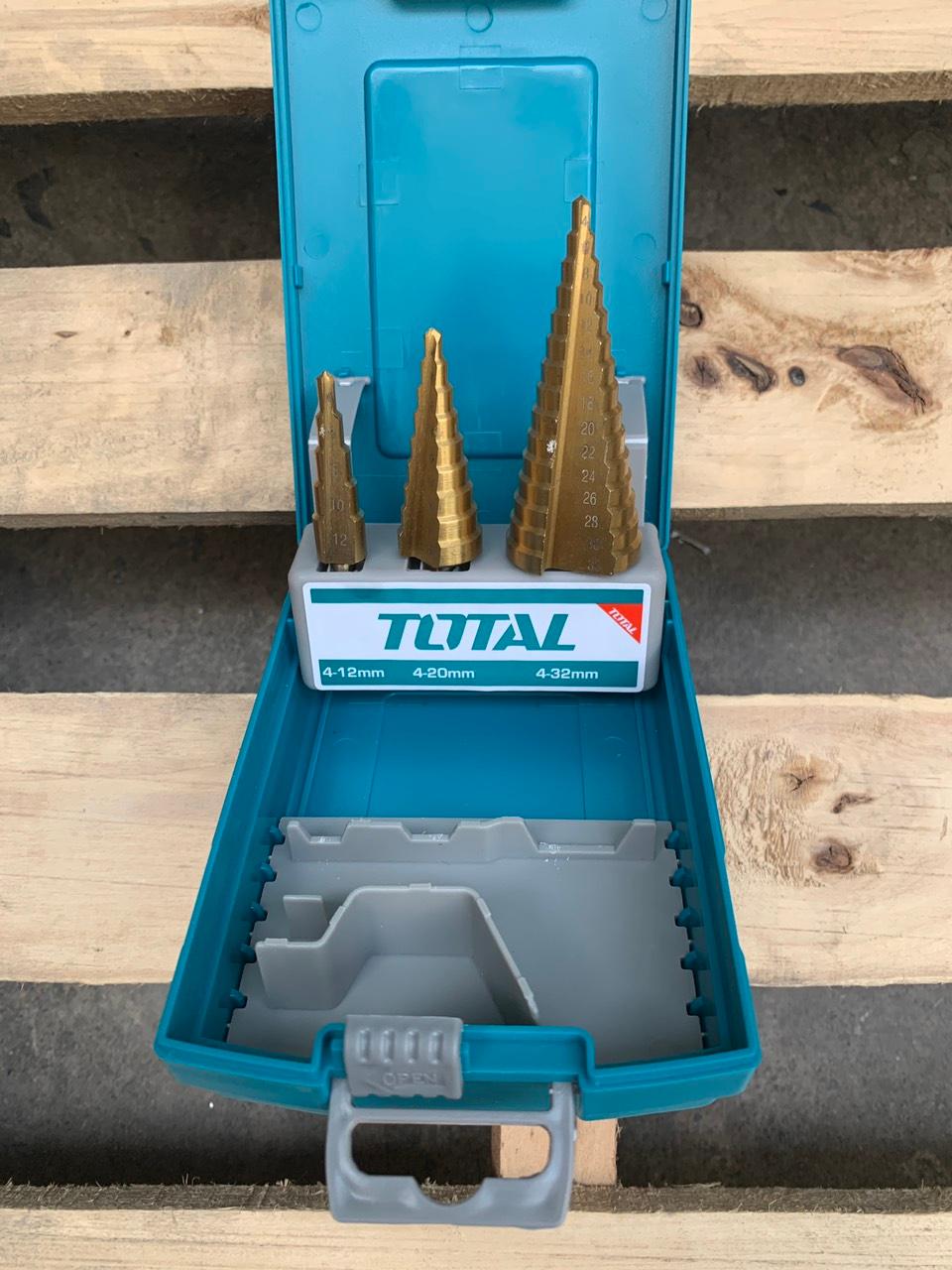 BỘ MŨI KHOAN CHÓP NÓN (BẬC THANG) 3 CHI TIẾT 4-32MM TOTAL TACSD2031