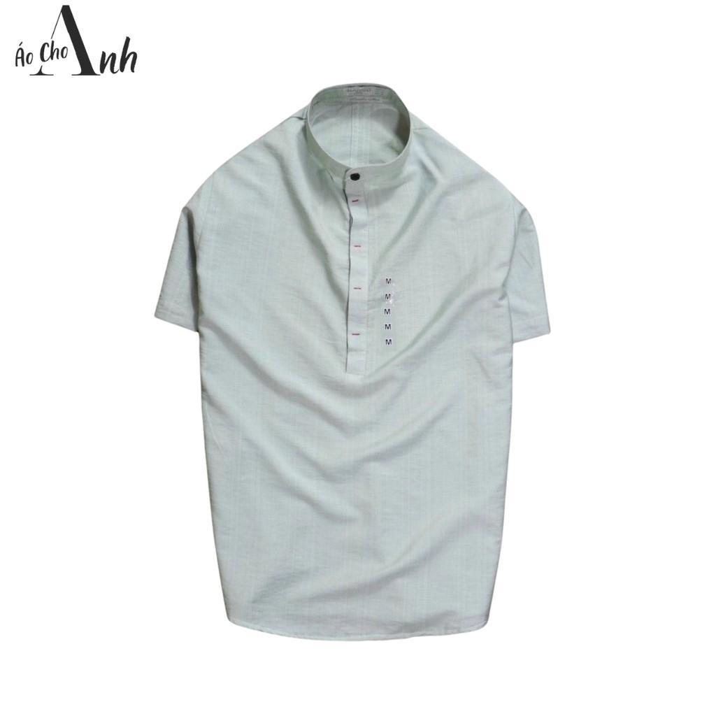 |new arrival 2021| Áo sơ mi nam họa tiết trơn NGắn tay vải đủi thoáng mát cực mịn không bay màu - ASM019