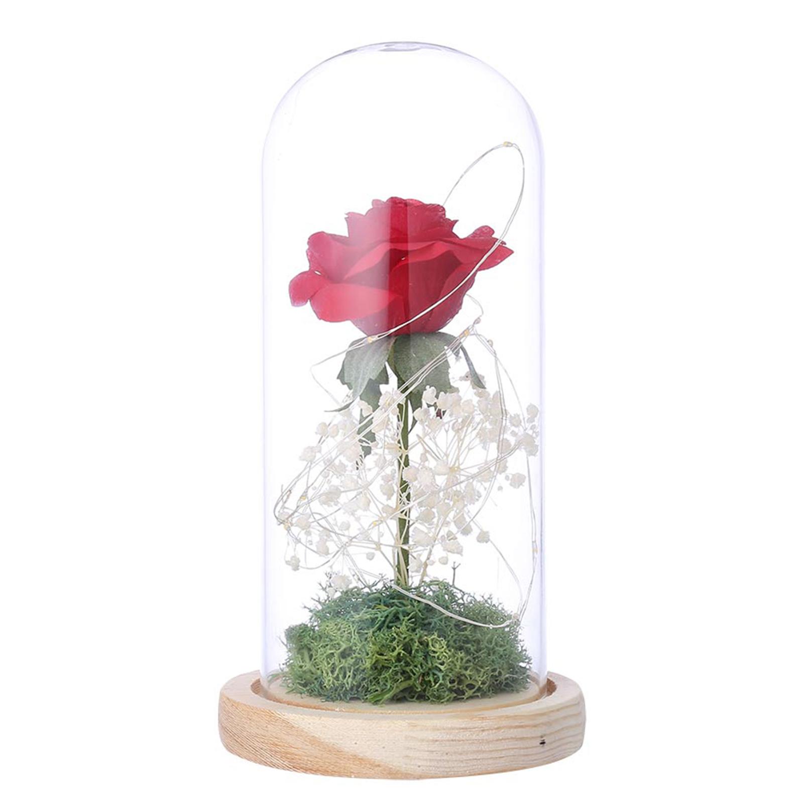 Hoa hồng có đèn led trang trí trong lồng kính, quà lưu niệm