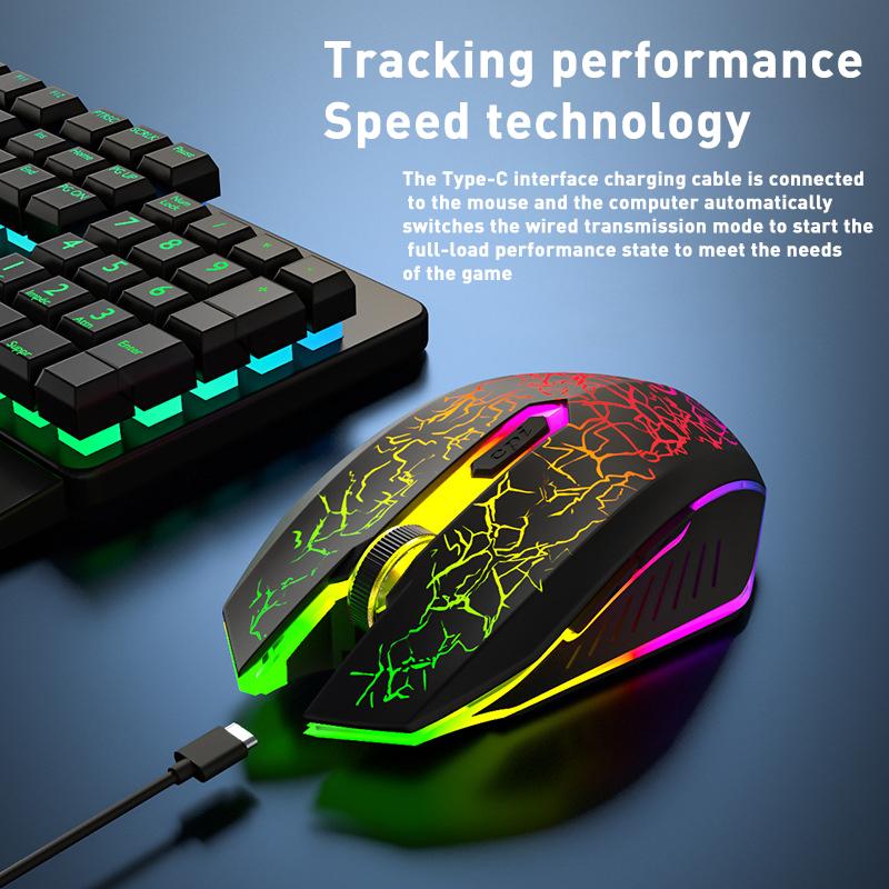 Chuột Game Không Dây 2.4G LED Hô Hấp Đèn Nền Chuột Sạc 6 Nút Chuột Không Dây Chuột Cho Máy Tính Laptop Chuột Văn Phòng