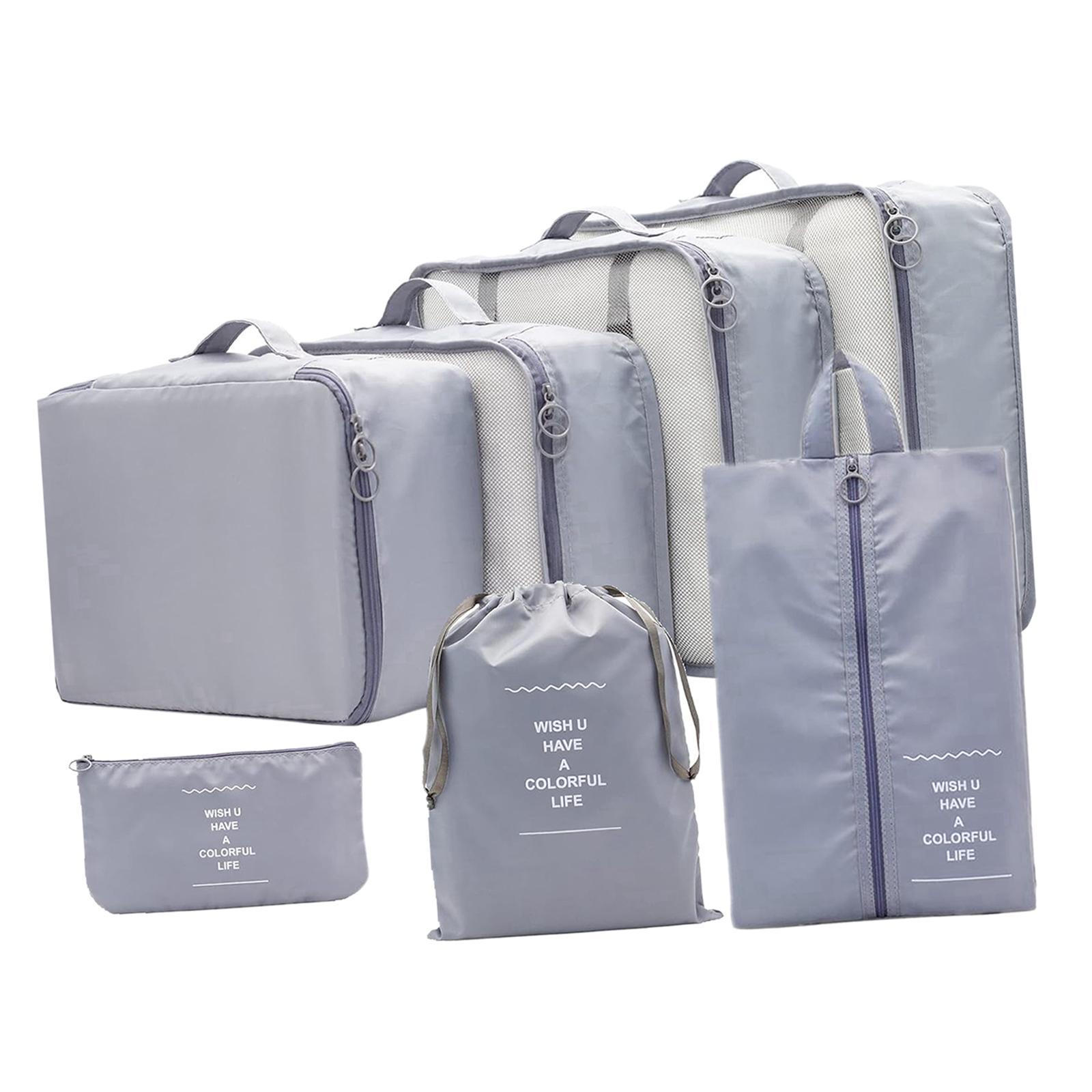 7Pcs Portable Packing Cubes Travel Organizers Lightweight Shoes Bag Luggage Packing Organizers for Luggage Toiletries Clothes