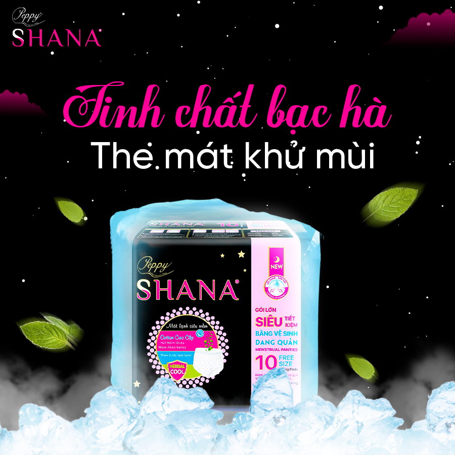 Combo 40 gói Băng Vệ Sinh Quần Peppy Shana Ngày Đêm Siêu Thấm, Freesize, Chống Tràn Tối Đa, Tiết Kiệm (80 miếng)