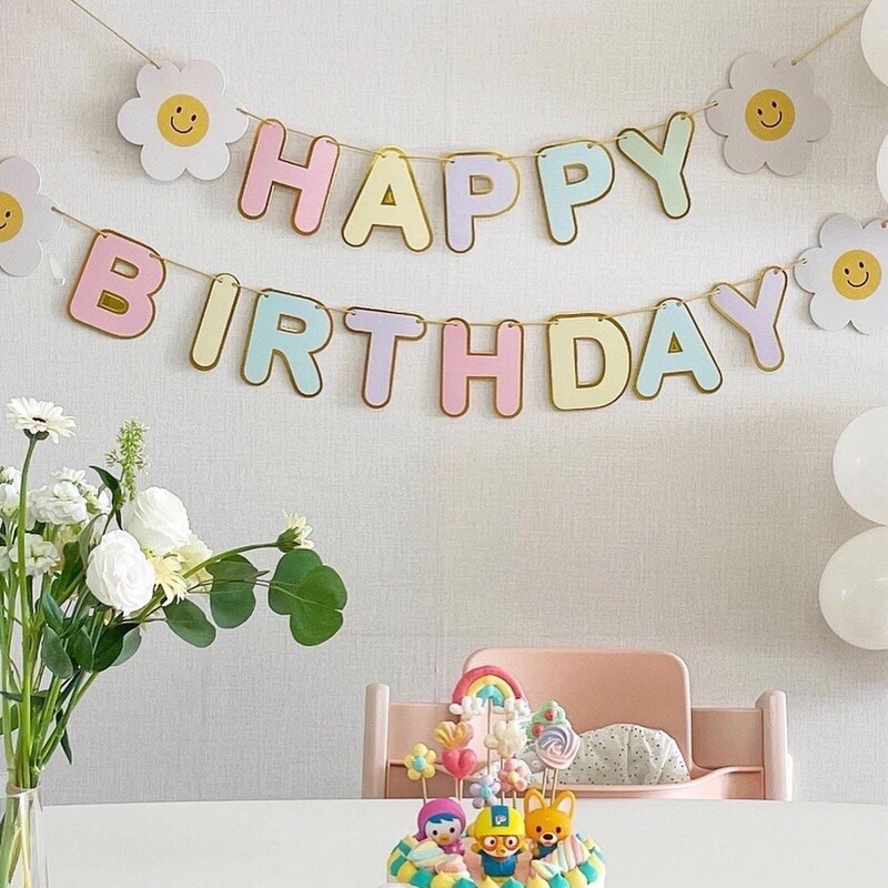Dây chữ HAPPY BIRTHDAY  hoa cúc