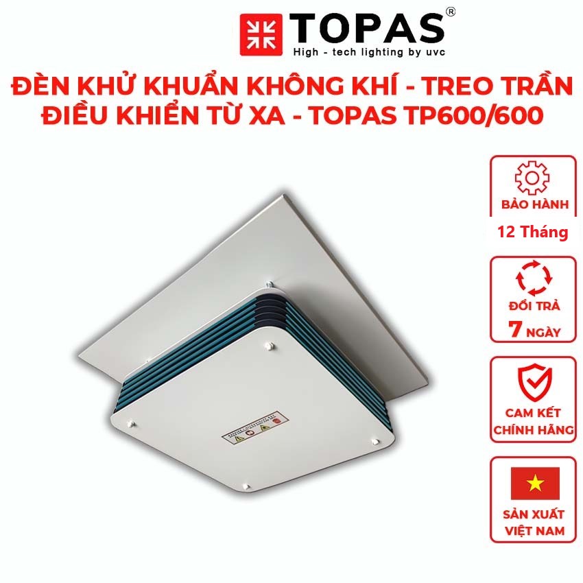 Đèn Treo Trần Khử Khuẩn Không Khí TOPAS TP600/600-upper air/uv Điều Khiển Từ Xa - Hàng chính hãng