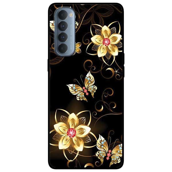 Ốp lưng dành cho Reno 4 Pro mẫu Bướm Hoa Vàng