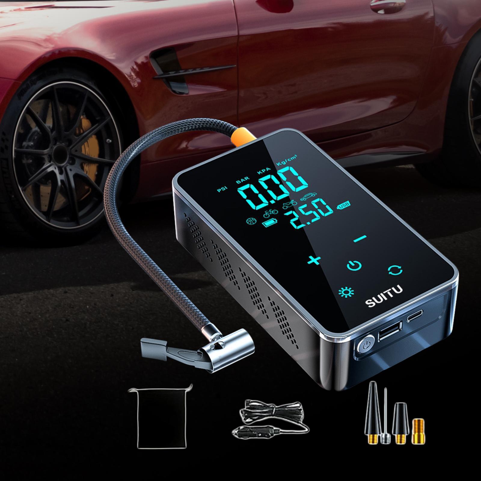 Tire Pump Tire Inflator 5V1A Multifunctional Charging Stop Rechargeable Mini Car with Cable Tire Inflatable Pump Touch Screen