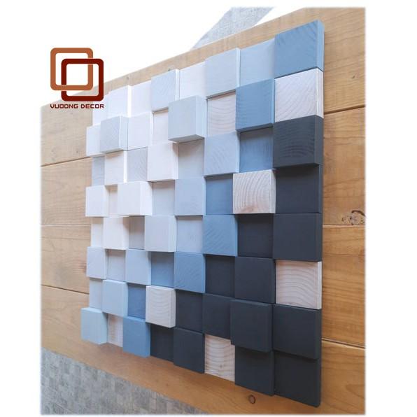 BỘ 2 Tranh gỗ trang trí 3D XANH NHẸ NHÀNG (Wood mosaic) - (KÍCH THƯỚC 30x30 và 50x50cm)