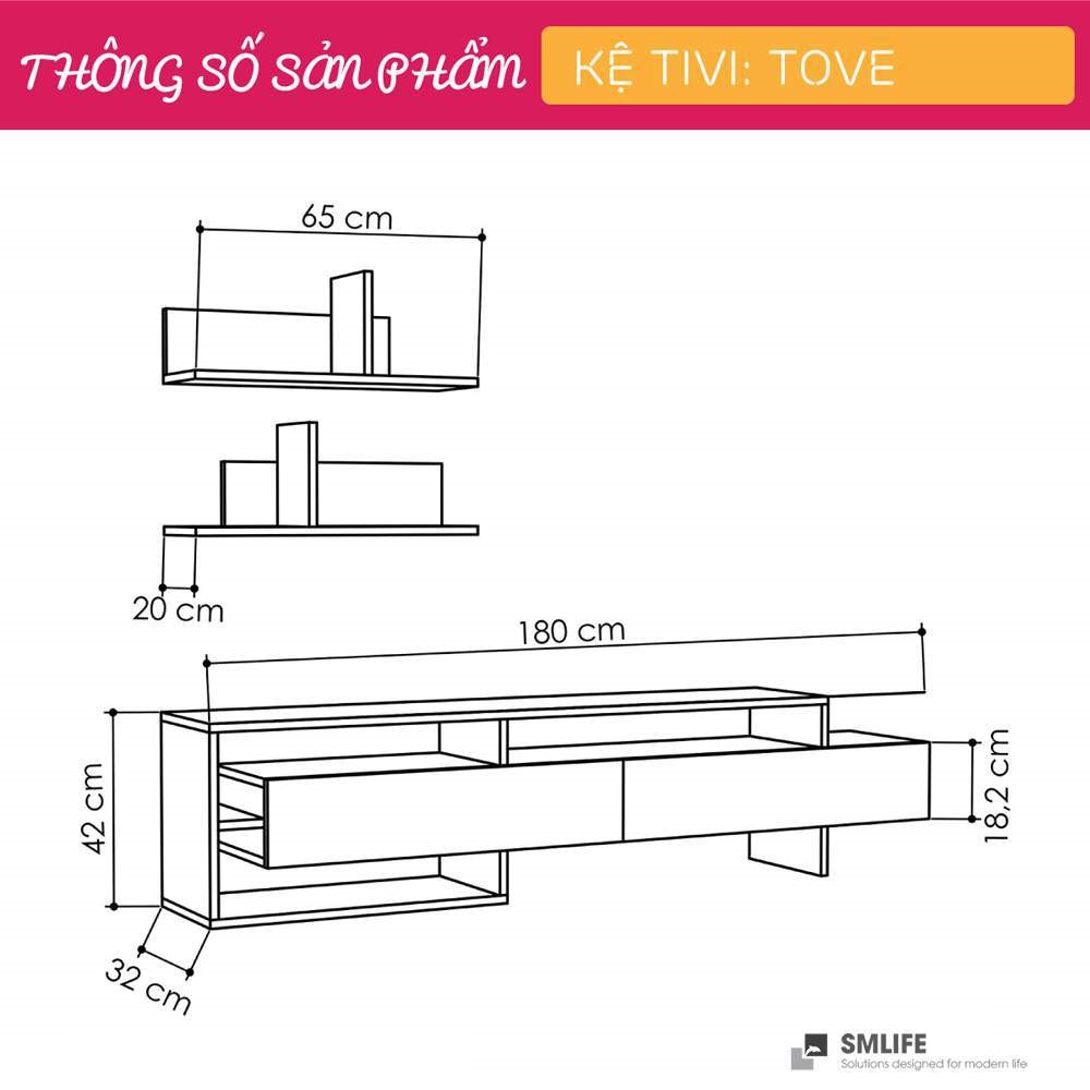 Kệ Tivi gỗ hiện đại SMLIFE Tove | Gỗ MDF dày 17mm chống ẩm | D180xR32xC42cm
