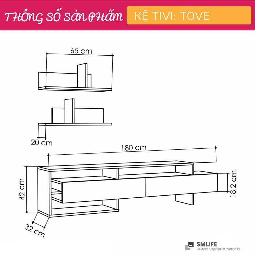 Kệ Tivi gỗ hiện đại SMLIFE Tove  | Gỗ MDF dày 17mm chống ẩm | D180xR32xC42cm - Màu