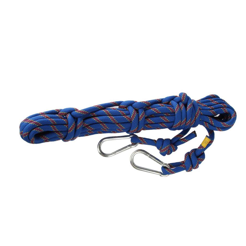 10M 10mm Outdoor Rock Climbing Rope Rappelling Safety Cord Blue