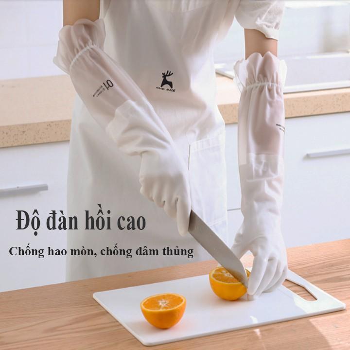 Đôi găng tay cao su siêu dai lót nỉ con hươu chống hao mòn bảo vệ đôi tay 00220