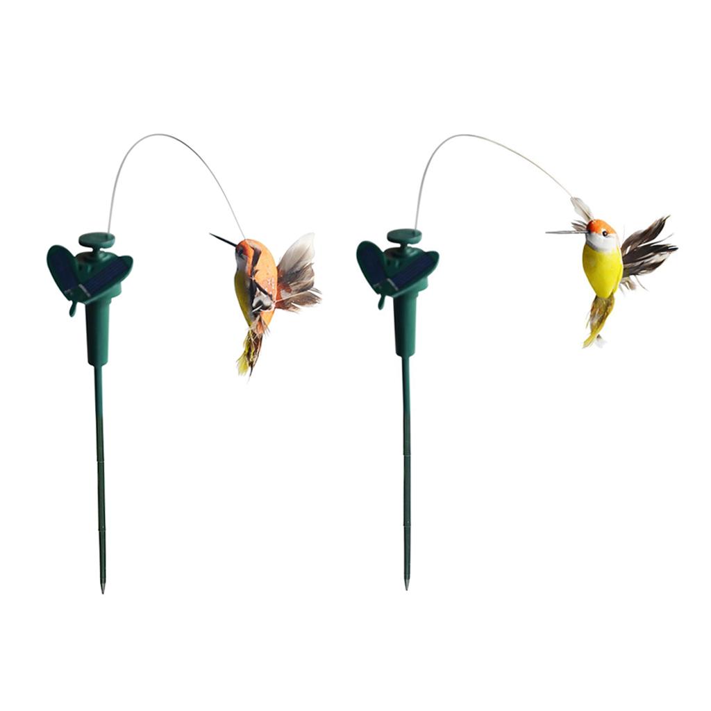 2X Chạy Bằng Năng Lượng Mặt Trời Trang Trí Sân Vườn Nhảy Múa Nhấp Nháy Chim Cọc Thực Tế Chim Hoa Trang Trí Th