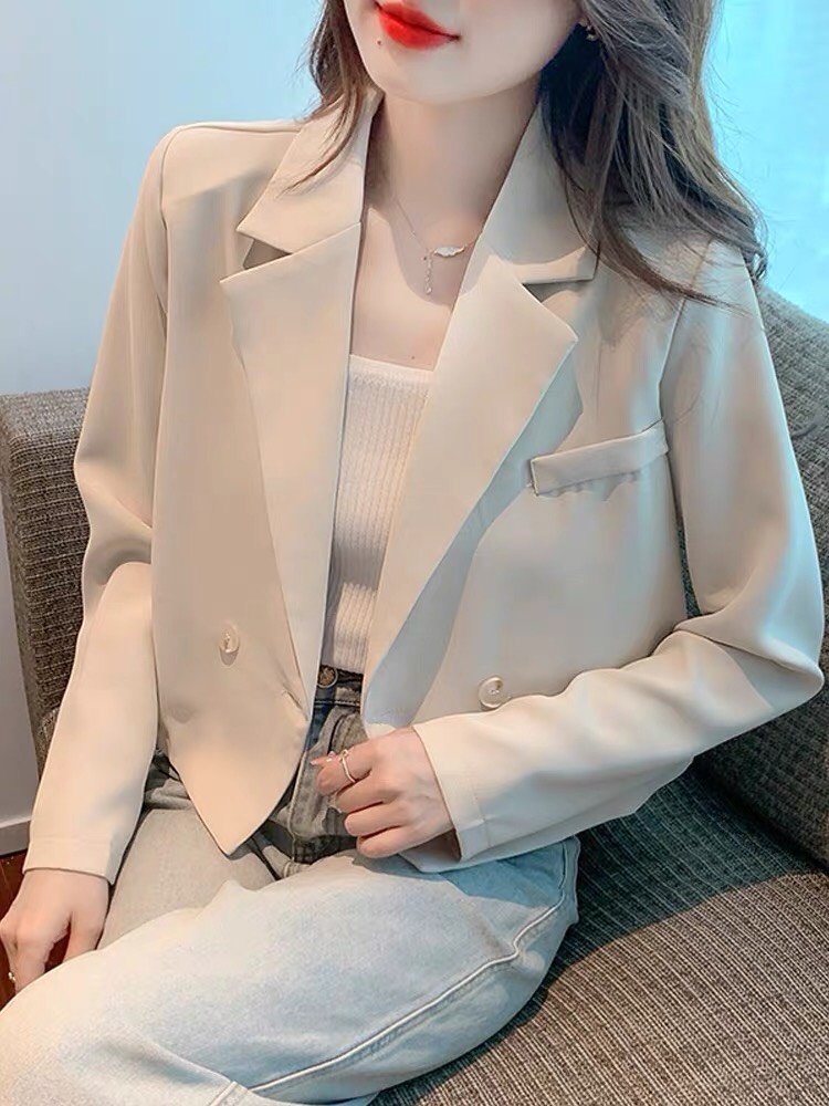 Áo blazer nữ dáng croptop dài tay Áo vest công sở nữ mùa đông dáng ngắn chất liệu tuyết mưa 2 lớp sang trọng thanh lịch