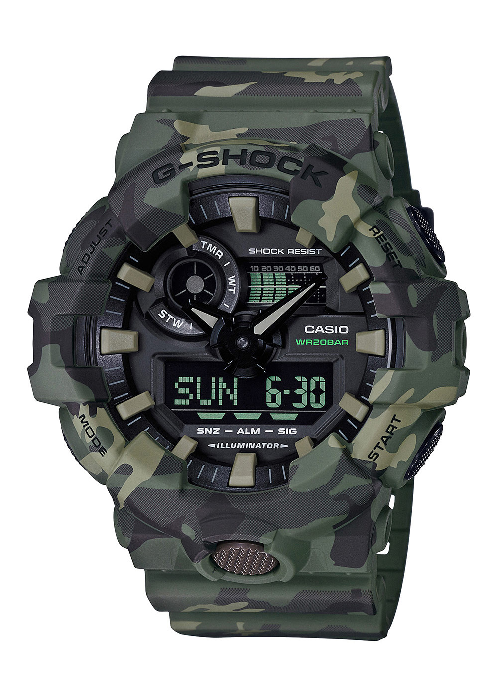 Đồng Hồ Nam Casio G Shock GA-700CM-3ADR Dây Nhựa Màu Quân Đội - Đèn Led Chiếu Sáng Cực Mạnh