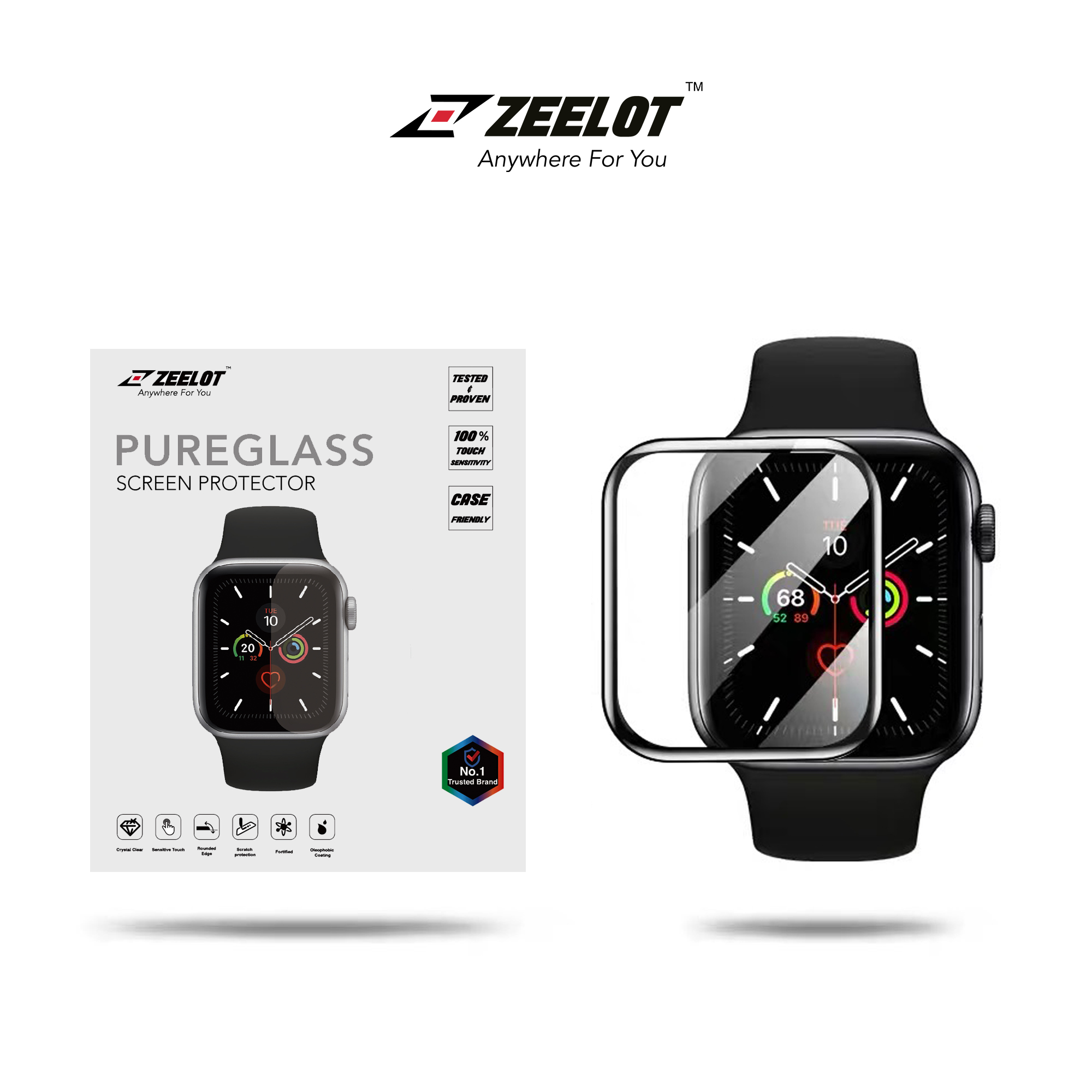 Miếng Dán Cường Lực ZEELOT Trong Bảo Vệ Màn Hình cho Apple Watch 40/ 44mm_ Hàng Chính Hãng