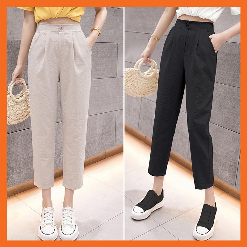 Quần Baggy Nữ chất đũi Hàn cao cấp Madela, phong cách trẻ trung năng động , kiểu dáng basic dễ phối đồ - QBG103
