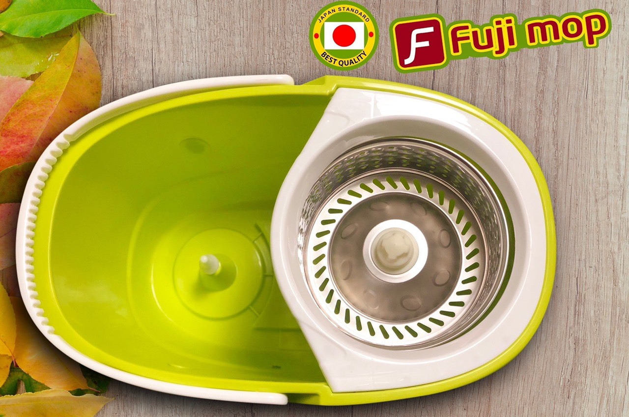 Bộ cây lau nhà đa năng 360 độ Fuji Mop dung tích 10L, 3 bông lau, - chất liệu thép không rỉ, nhựa nguyên sinh