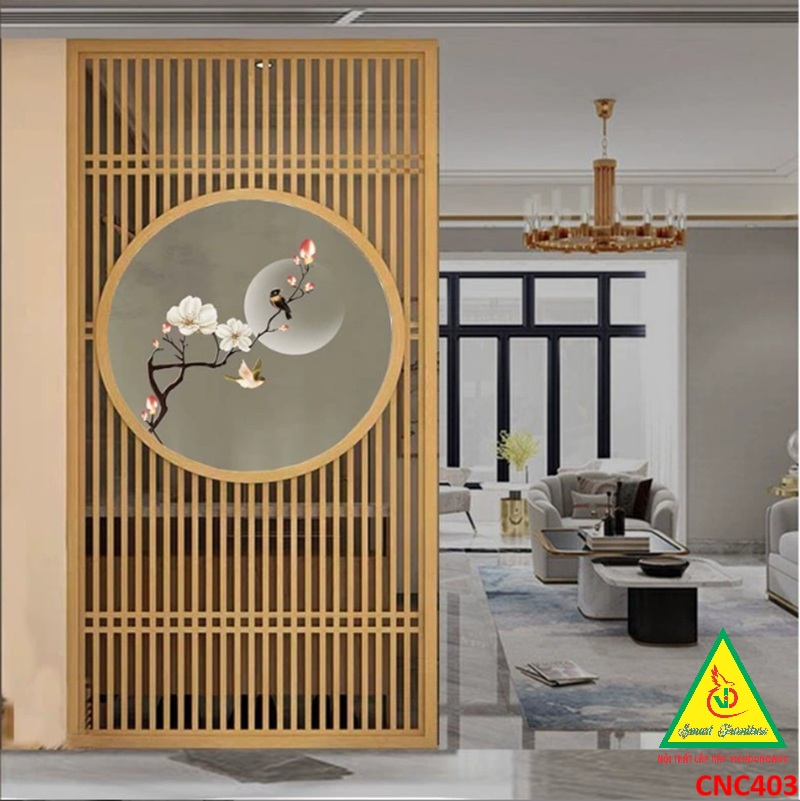 Vách ngăn CNC cho phòng khách, nhà bếp, nhà hàng, spa CNC403 - Nội thất lắp ráp Viendong Adv