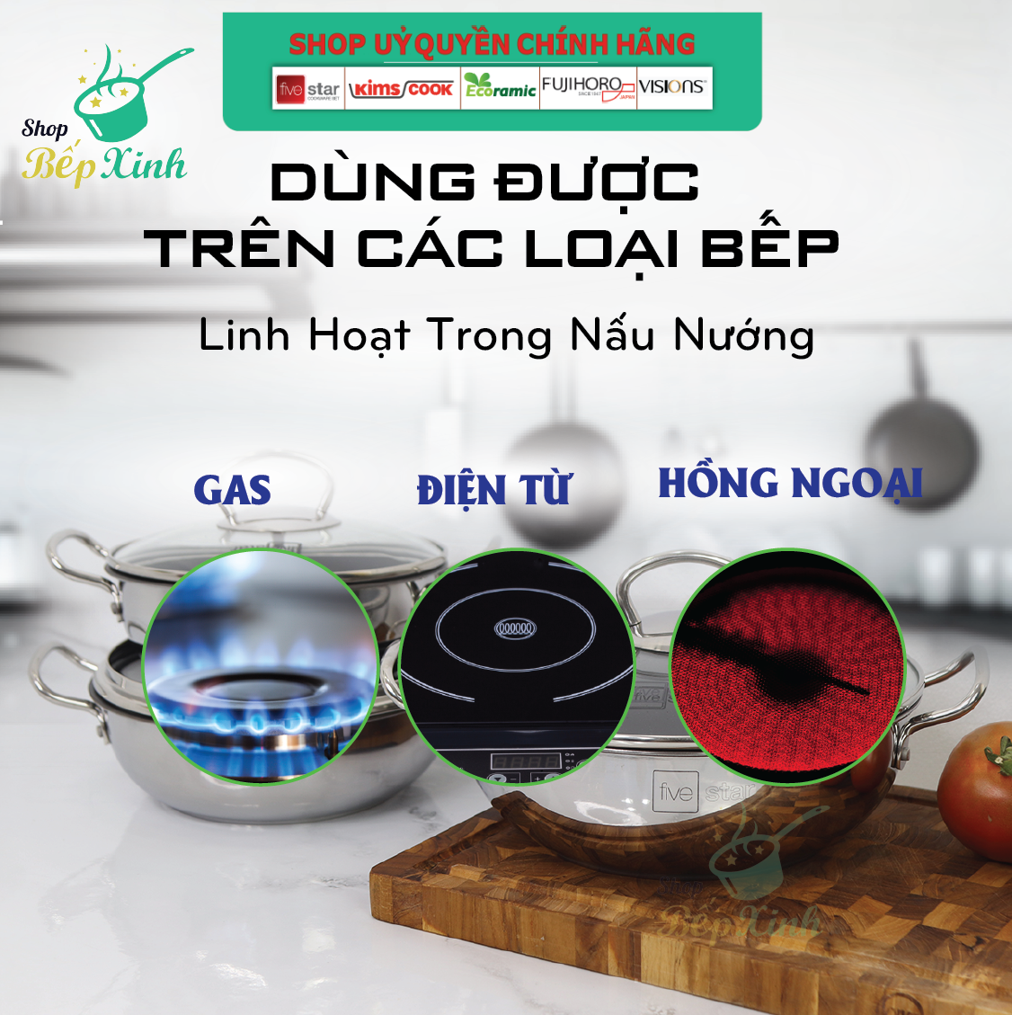 Nồi inox 3 Đáy Chống Dính 20cm Fivestar ( tặng 1 sạn dừa),bếp từ , gas, hồng ngoại