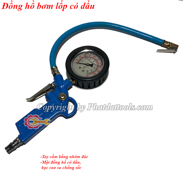 Đồng hồ bơm lốp có dầu-Tay bơm lốp đồng hồ dầu cao cấp