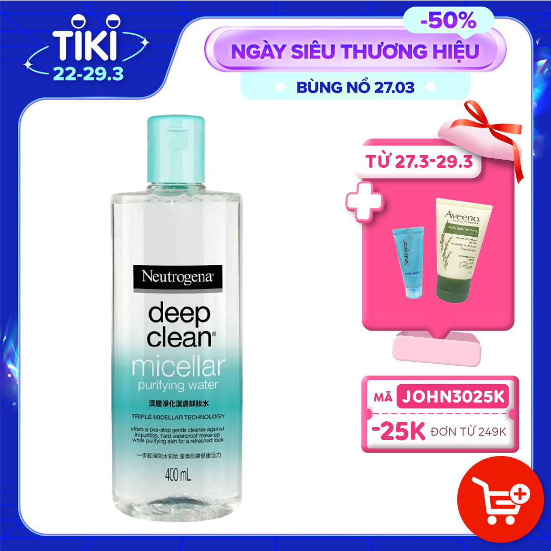 Nước Tẩy Trang Thanh Lọc Và Làm Sạch Sâu Neutrogena Deep Clean Micellar Purifying Water 400ml