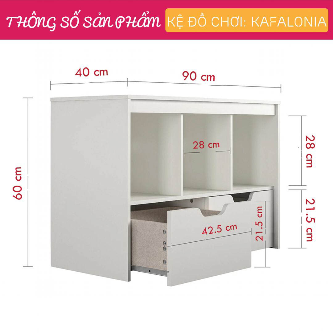 Kệ để đồ chơi cho bé SMLIFE Kafalonia  | Gỗ MDF dày 17mm chống ẩm | D90xR40xC60cm